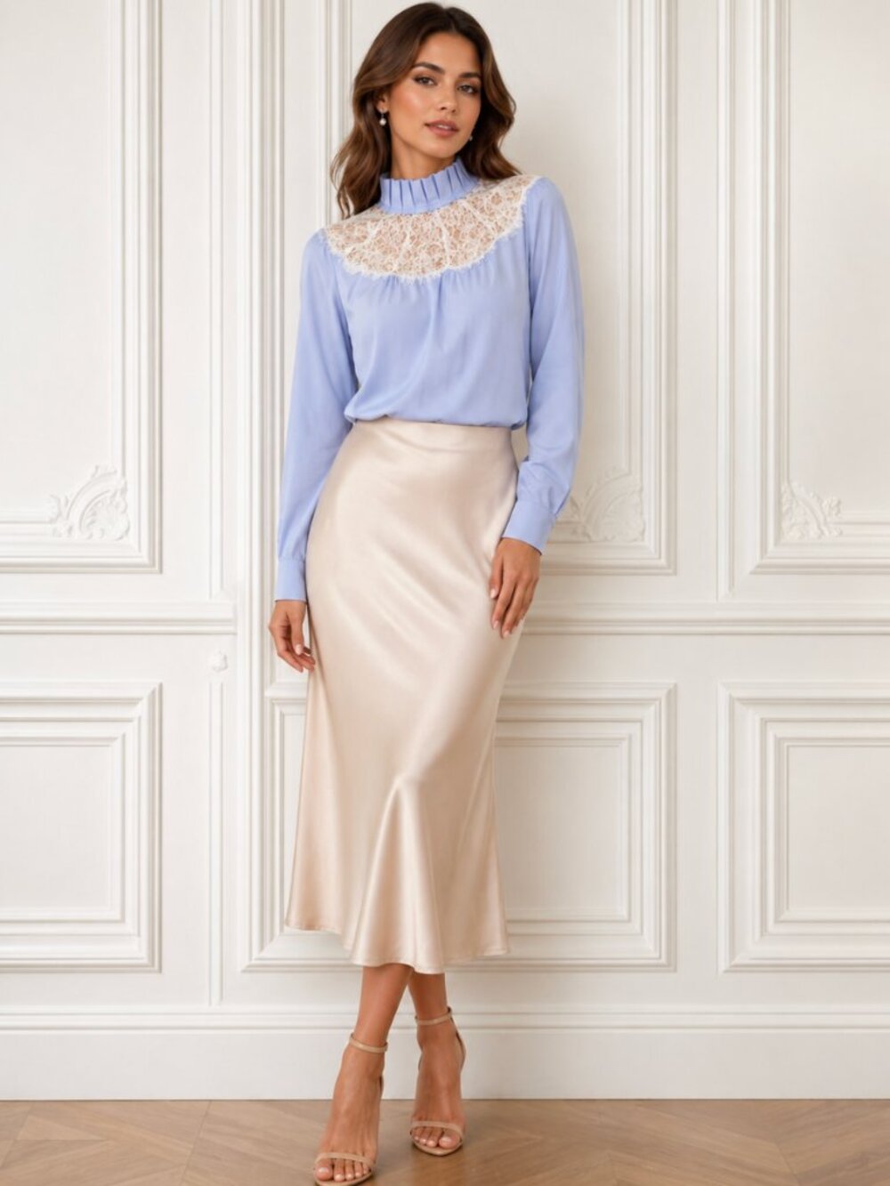 XS Halogen Lace Yoke Poplin
Pinstripe Blouse